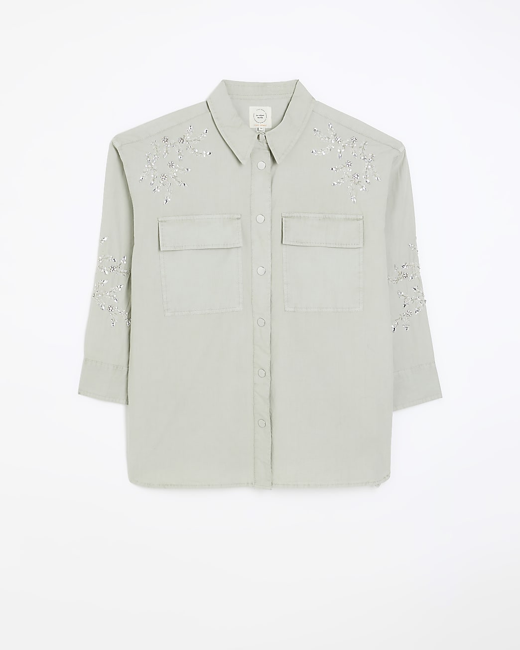 Green embellished overshirt