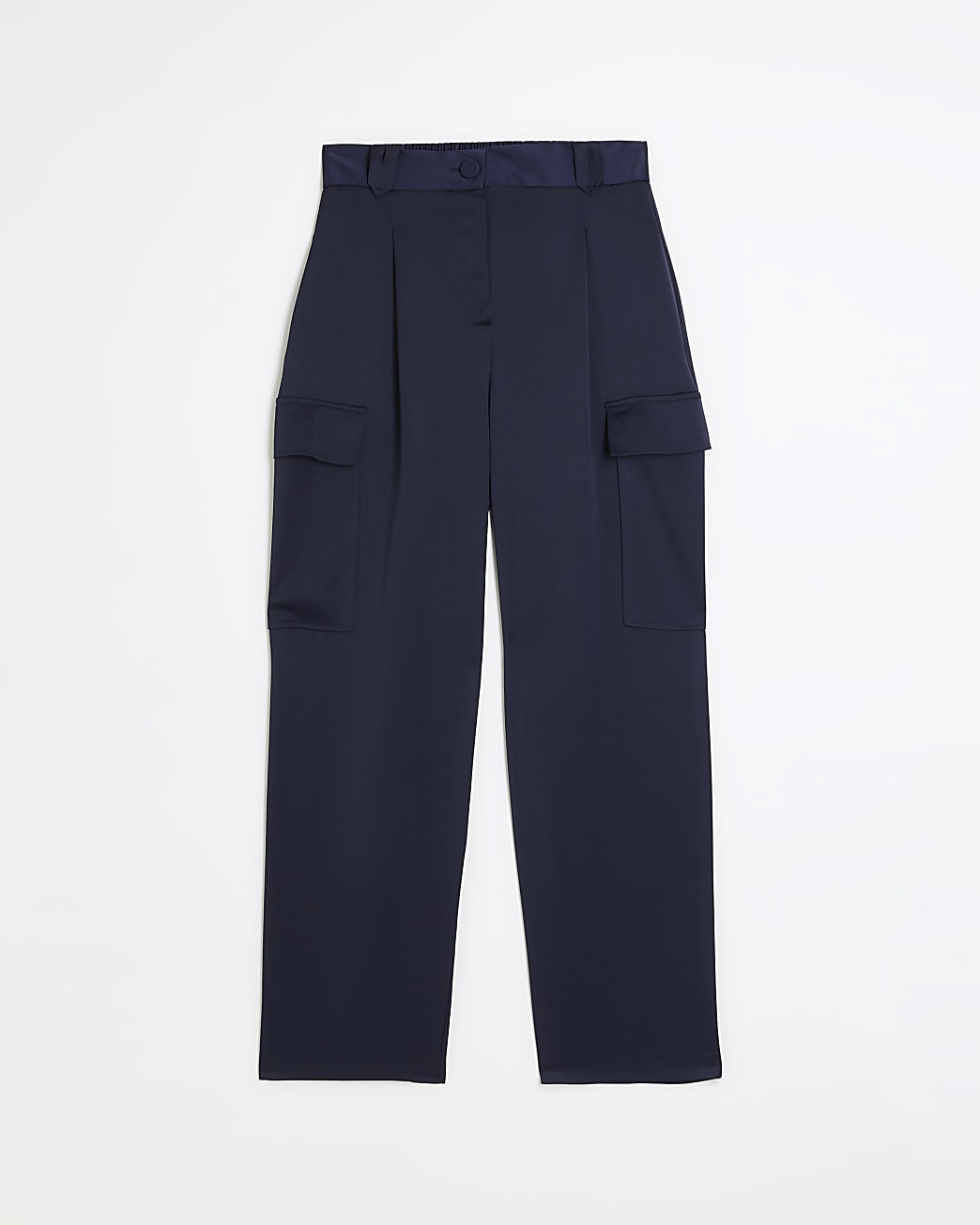 Navy satin utility trousers
