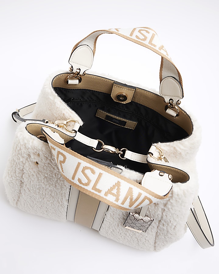 Beige borg shopper bag