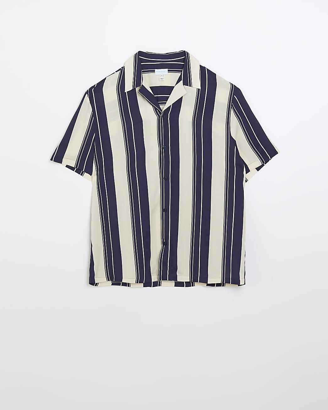 Navy regular fit striped revere shirt