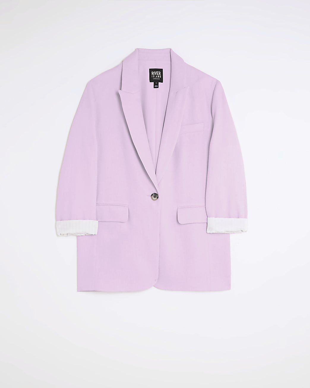 Purple rolled sleeve blazer with linen blend