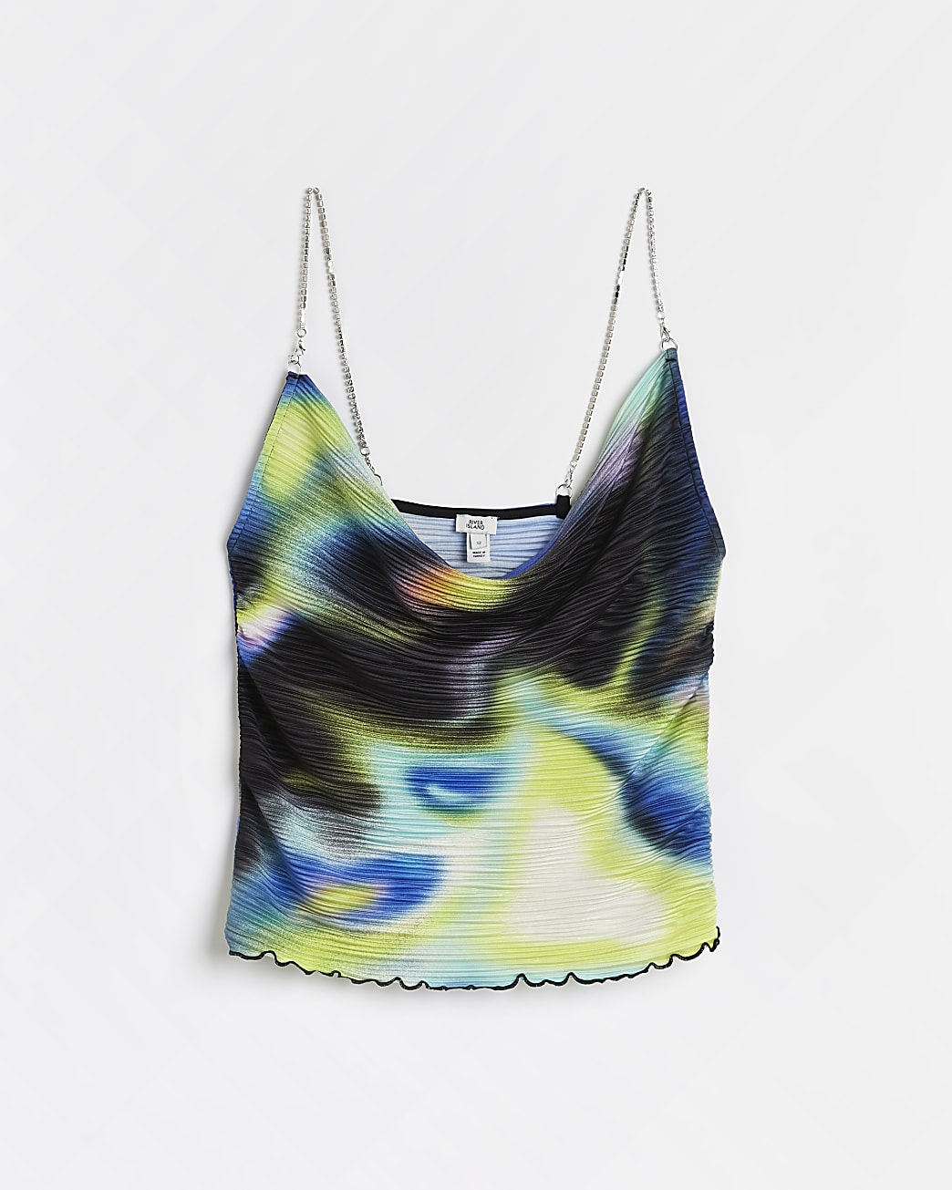 Petite blue plisse ombre cami top