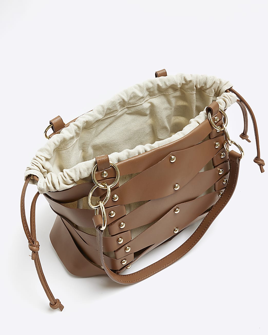 Brown leather cut out shoulder bag
