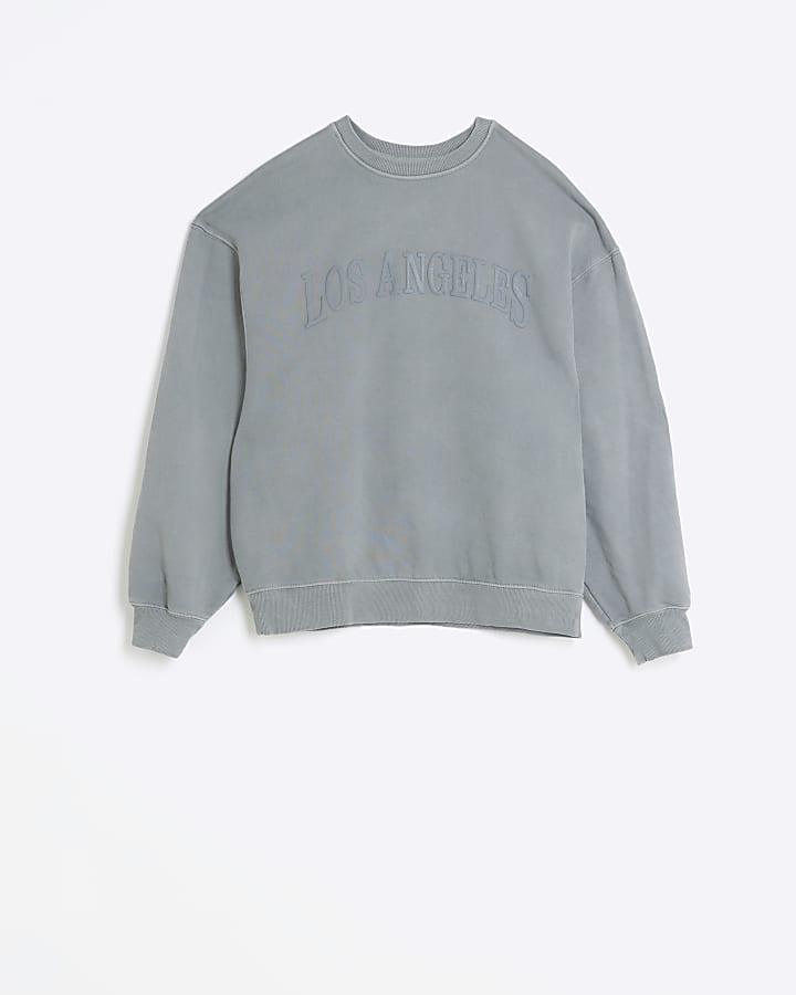 Washed grey oversized Los Angeles sweatshirt