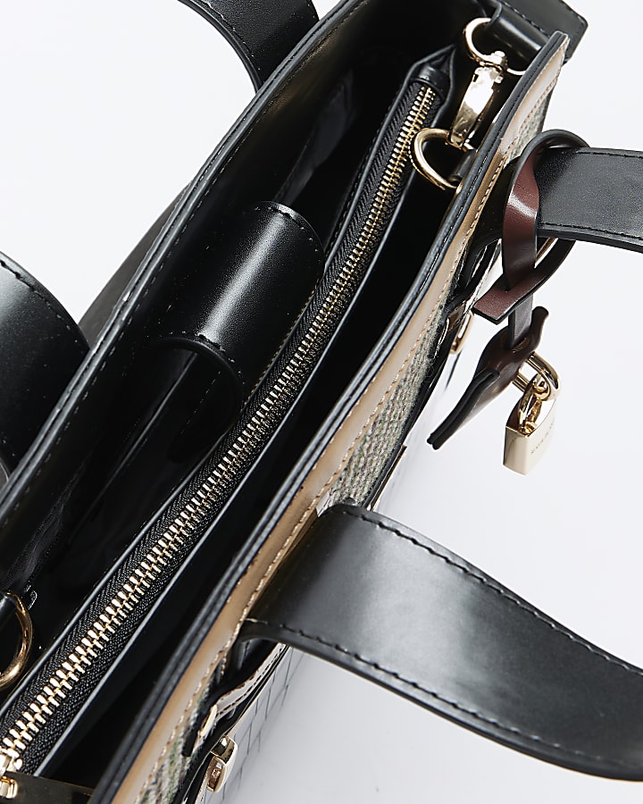 Black croc embossed tote bag
