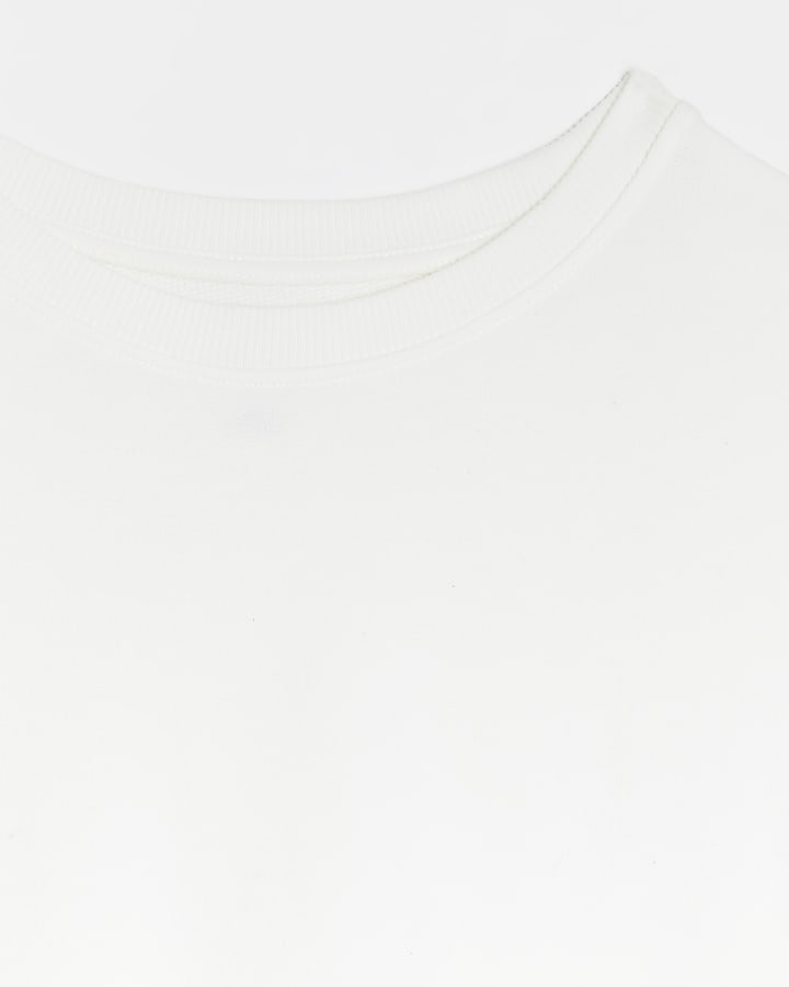 White crop plain sweatshirt