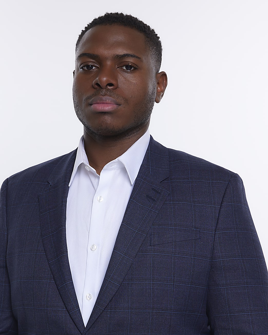 Big & Tall navy slim fit check suit jacket