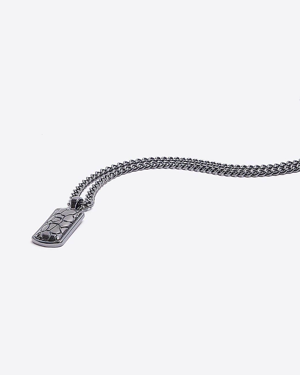 Silver colour tag necklace