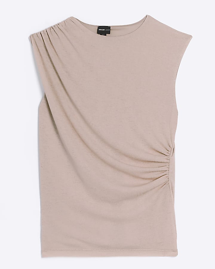 Pink drape sleeveless top