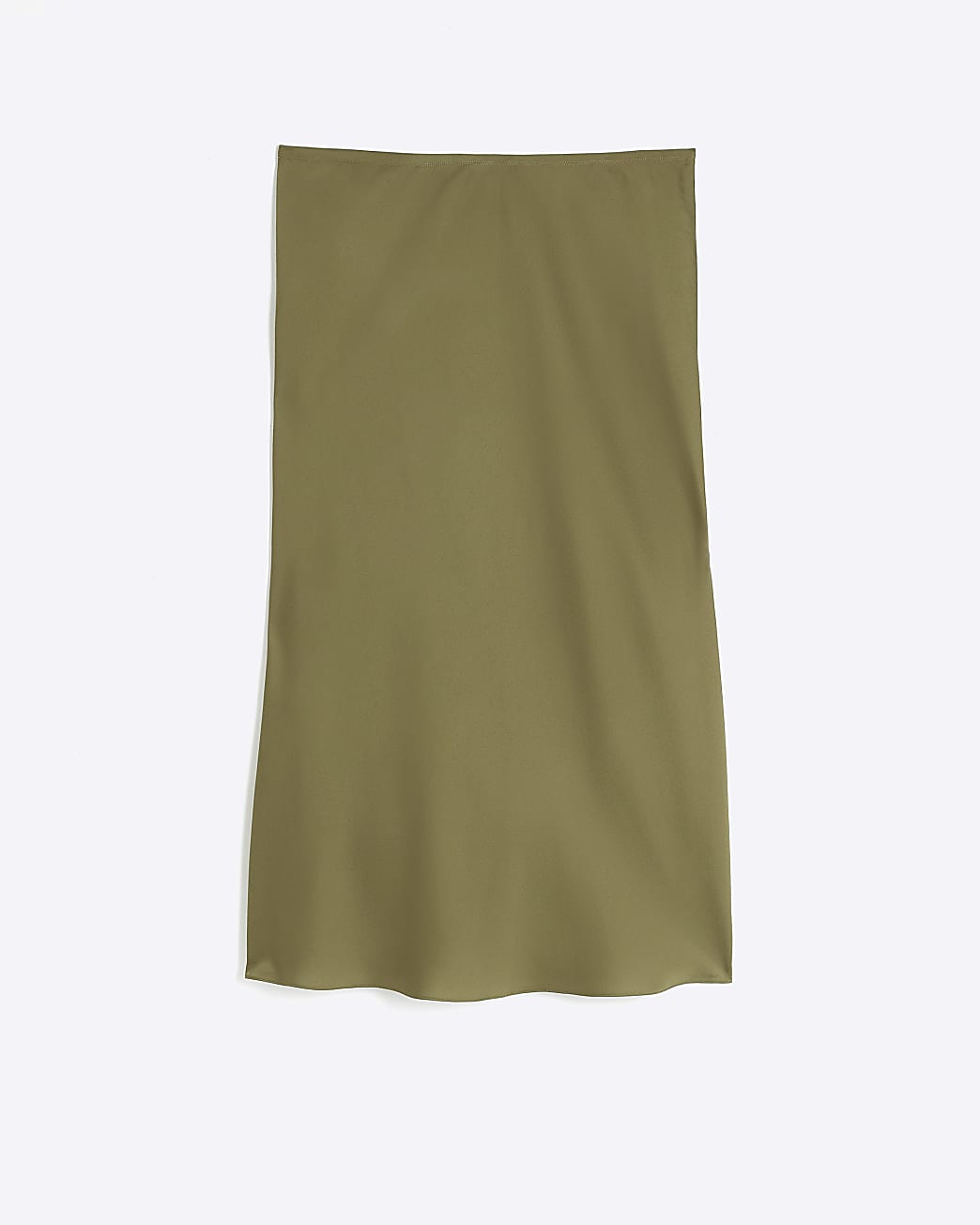 Plus Khaki Satin Midi Skirt