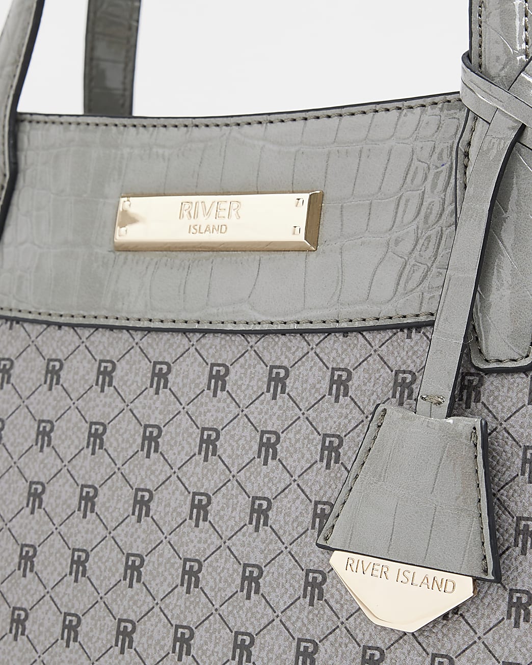 Grey large monogram wing tote bag