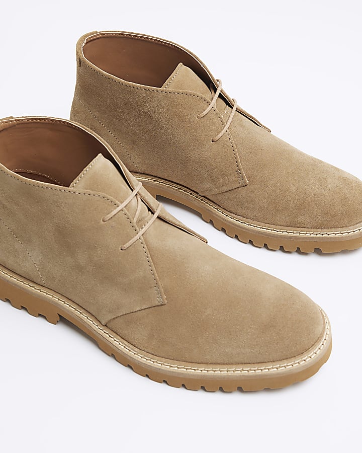 Stone suede desert boots