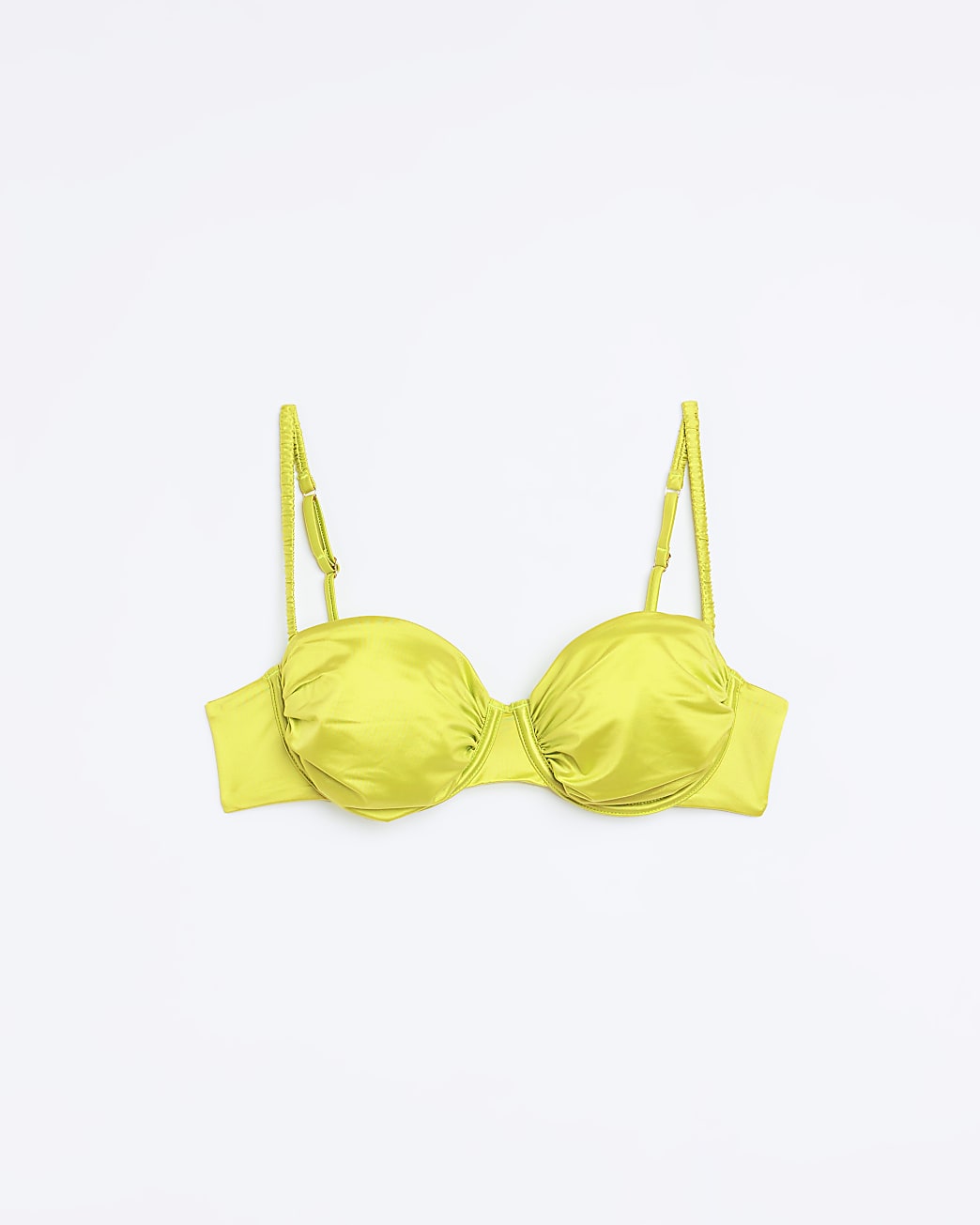 Green Ruched Balconette Bikini Top