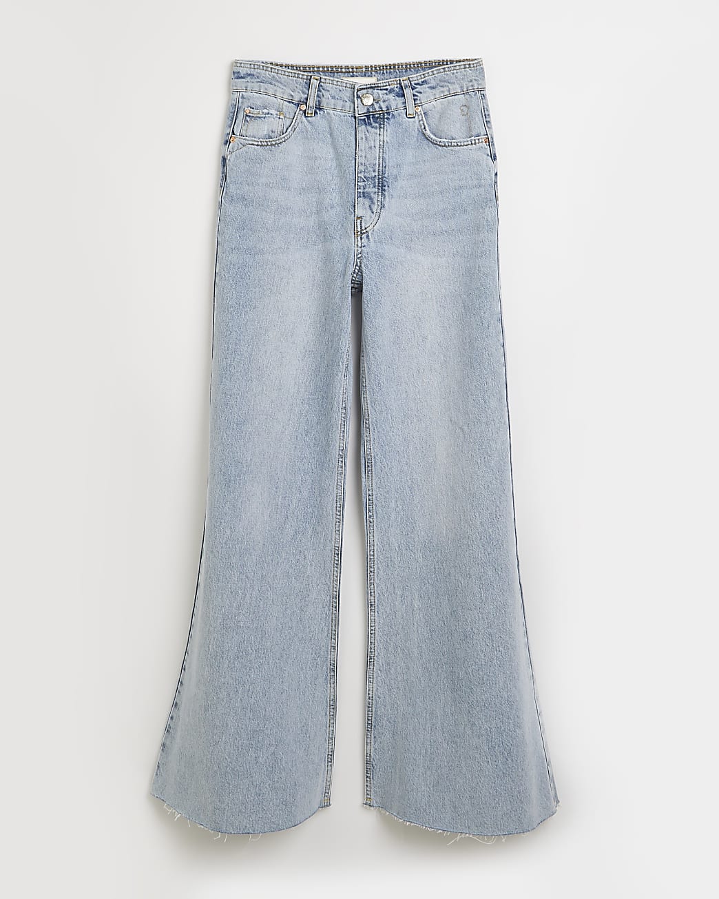 Blue mid rise ultra flared jeans