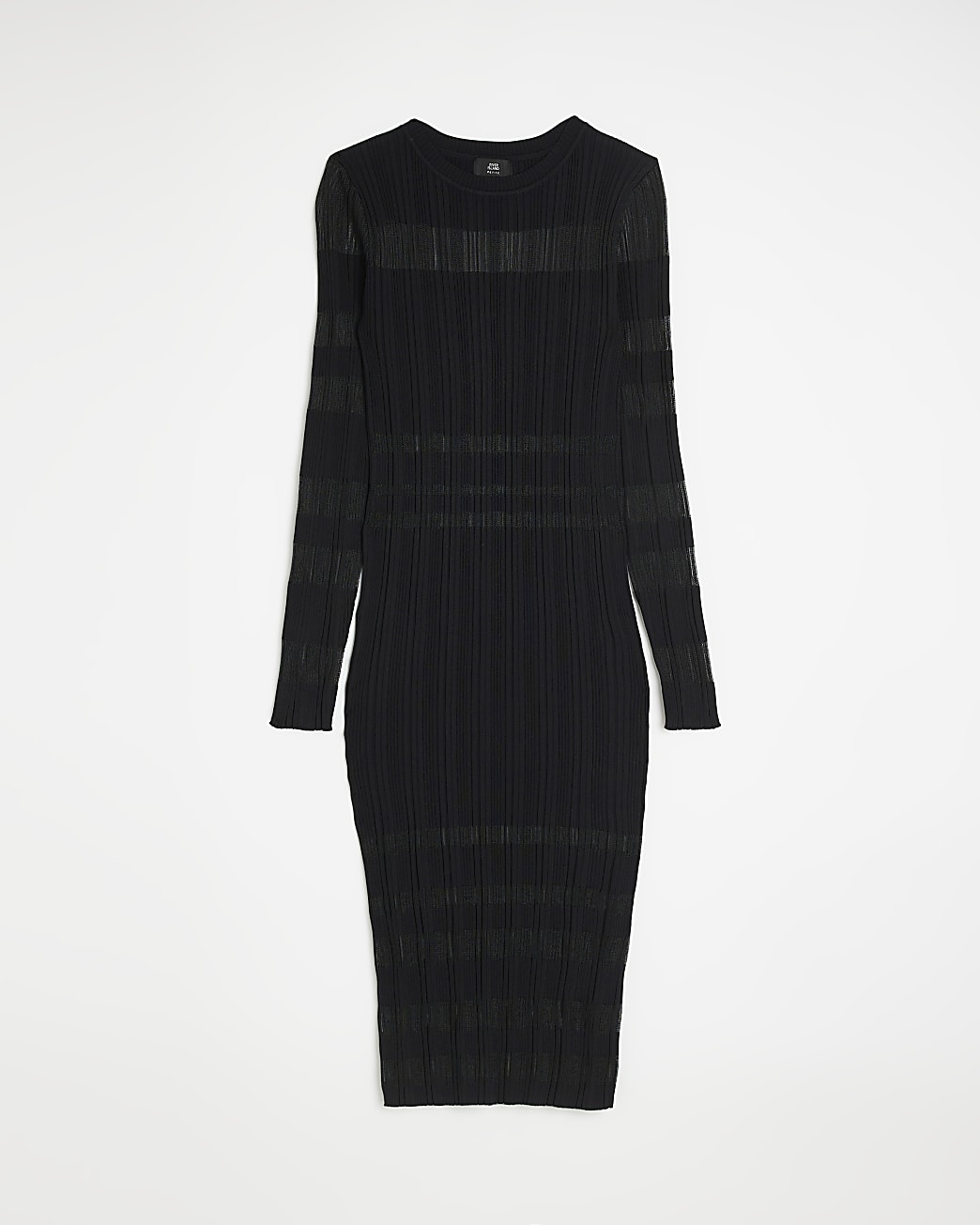 Petite black stripe knit bodycon midi dress