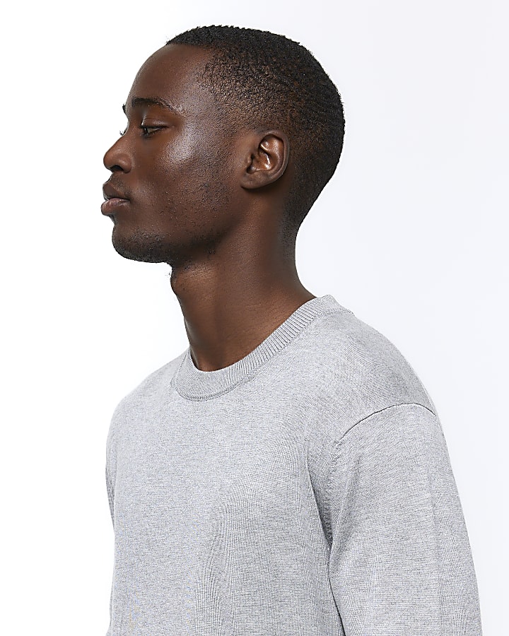 Grey slim fit lightweight jumper
