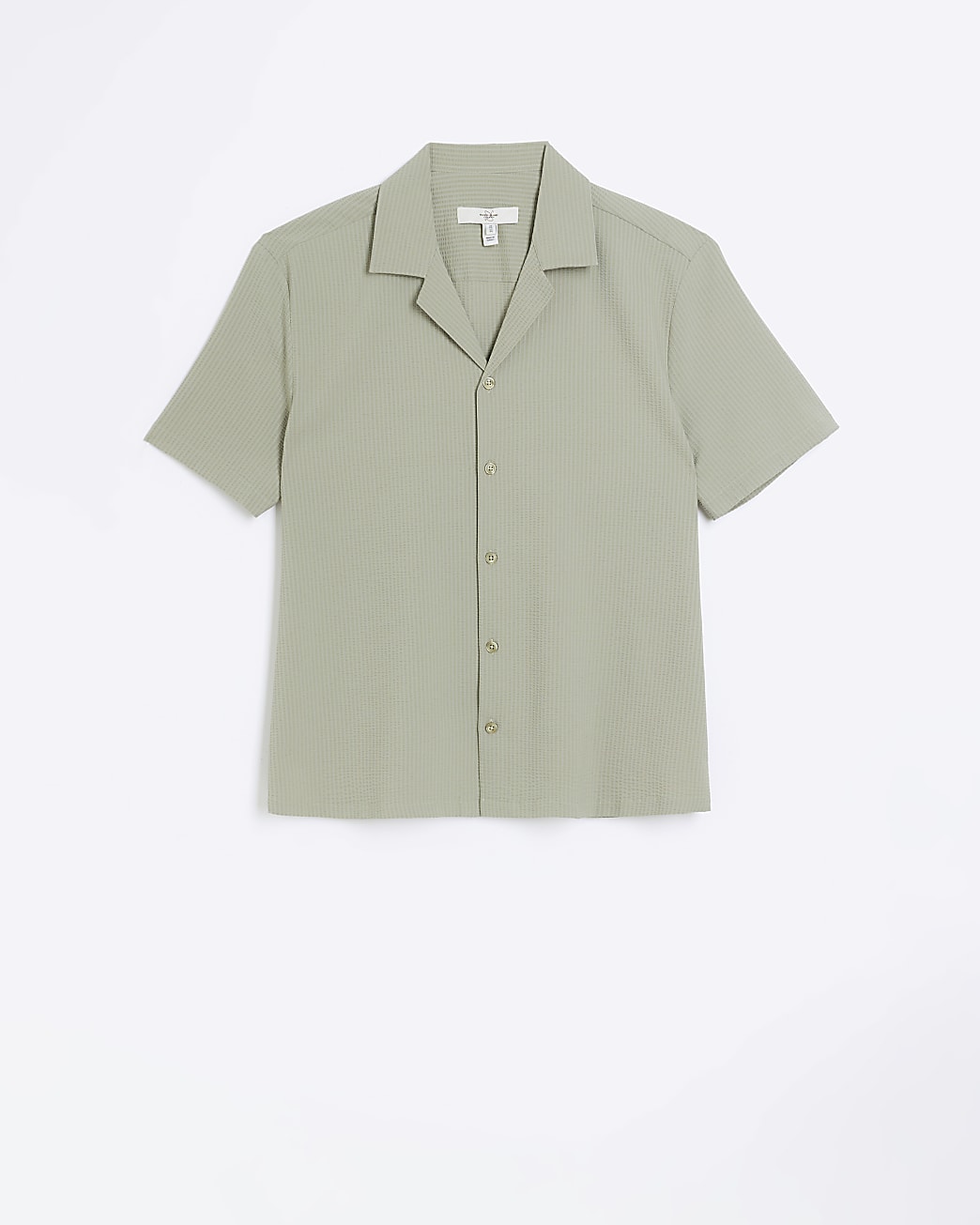 Green regular fit seersucker shirt