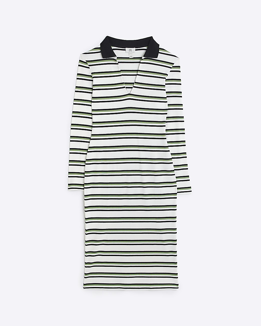 Petite green stripe bodycon midi dress