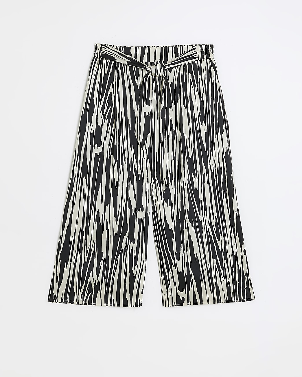 White abstract print culottes