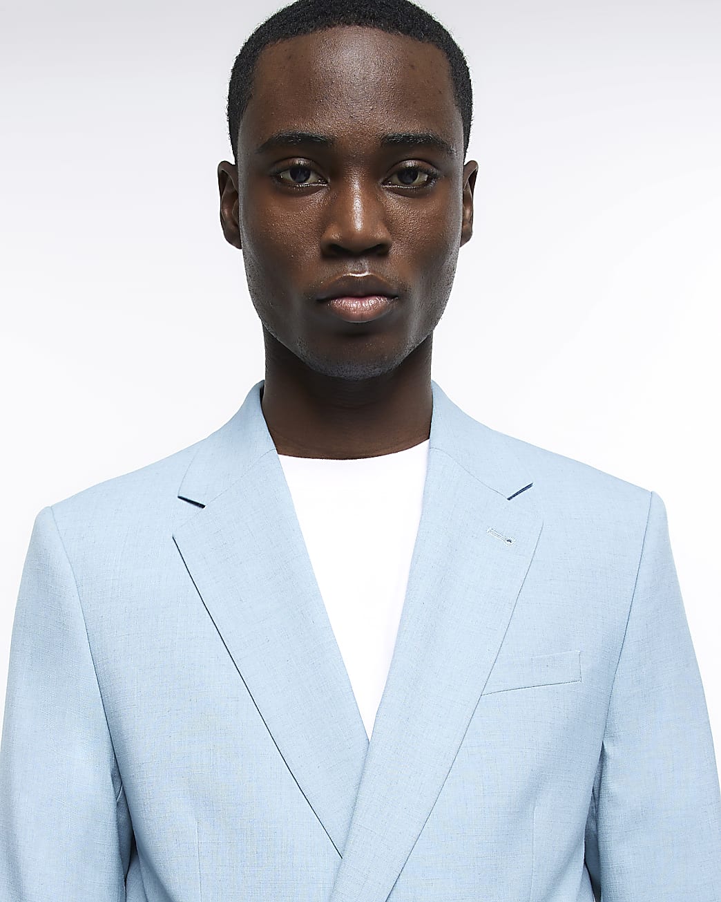 Blue slim fit double breasted blazer