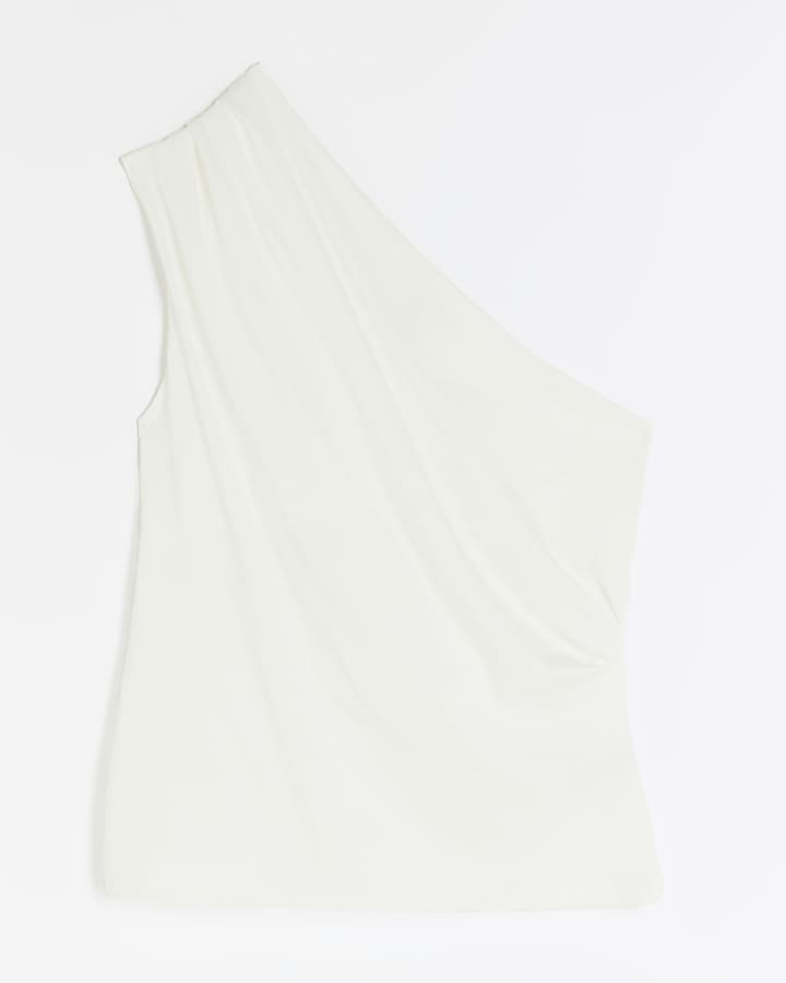 White pleated one shoulder top