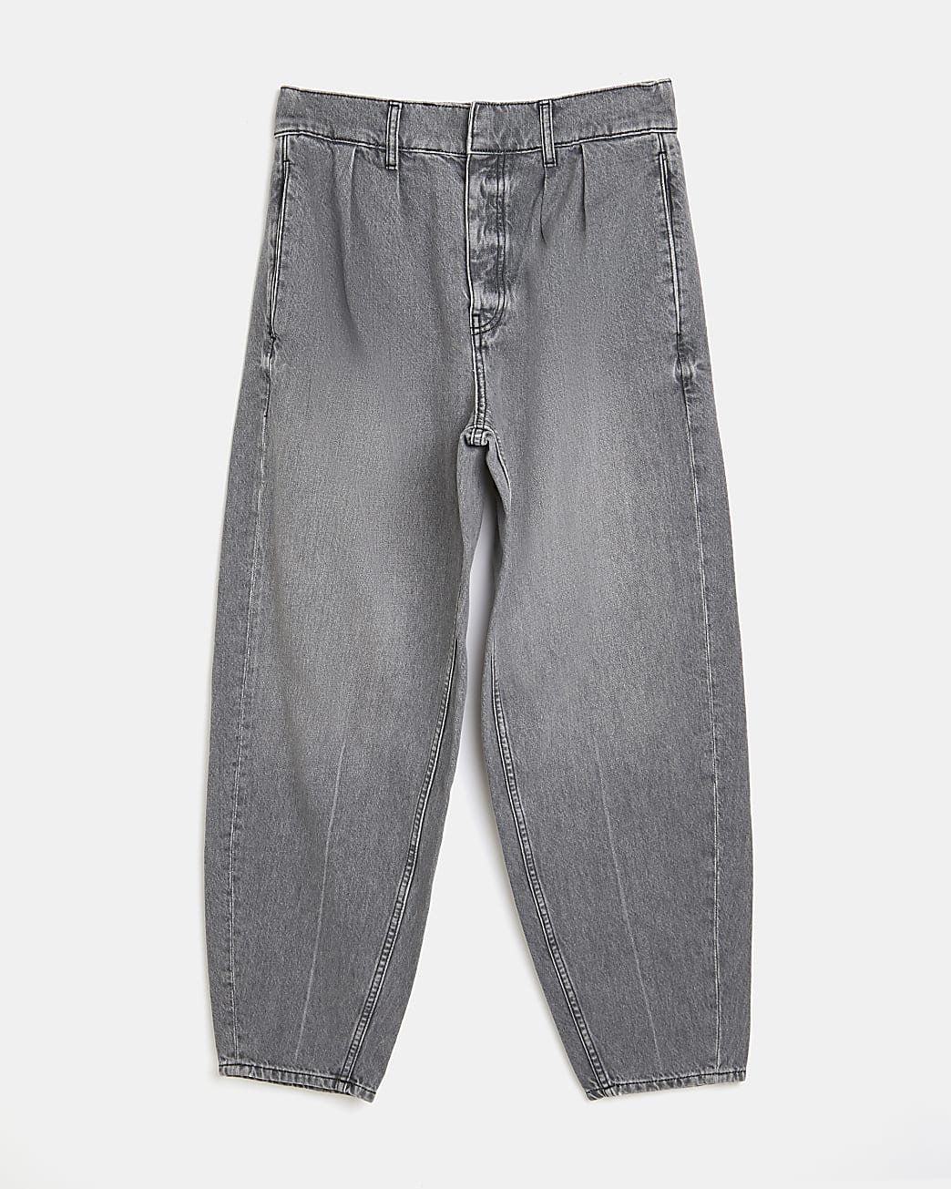 Grey high waisted tapered jeans