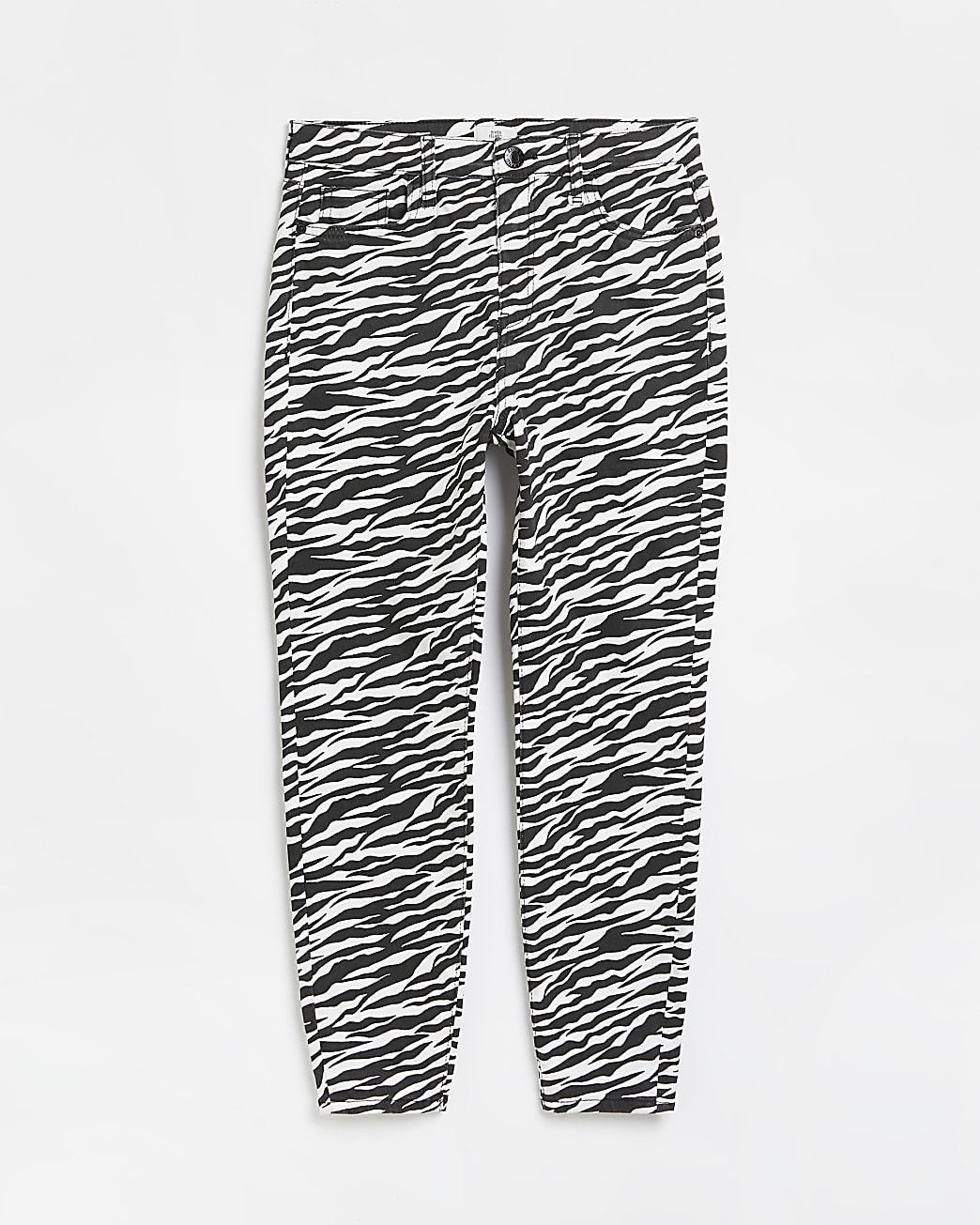 Petite black zebra bum sculpt skinny jeans