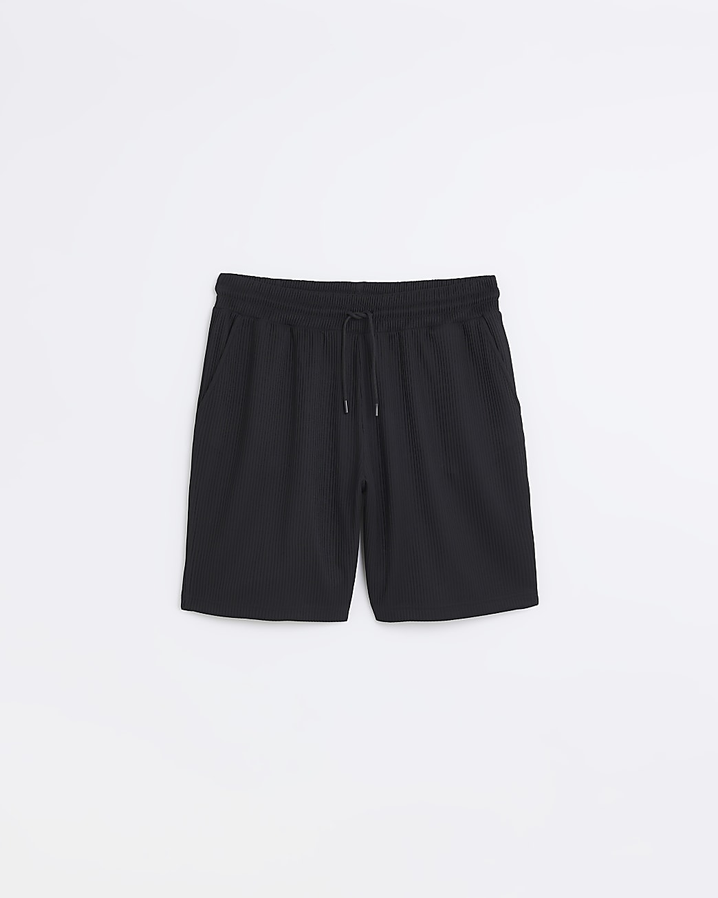 Black regular fit plisse shorts