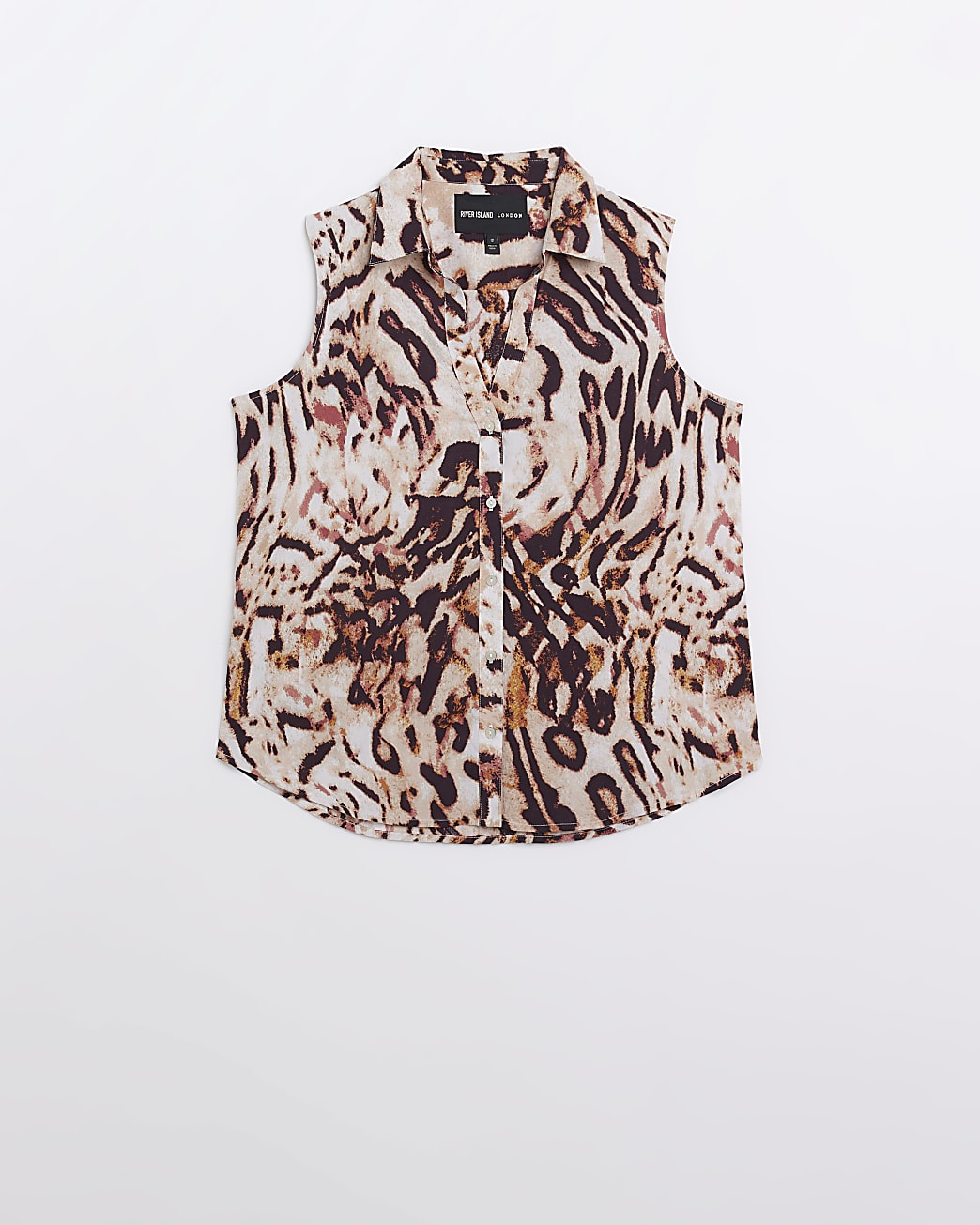 Brown animal print sleeveless shirt