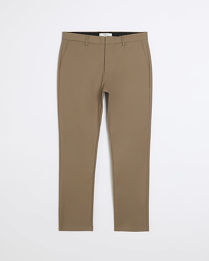Brown slim fit smart chino trousers