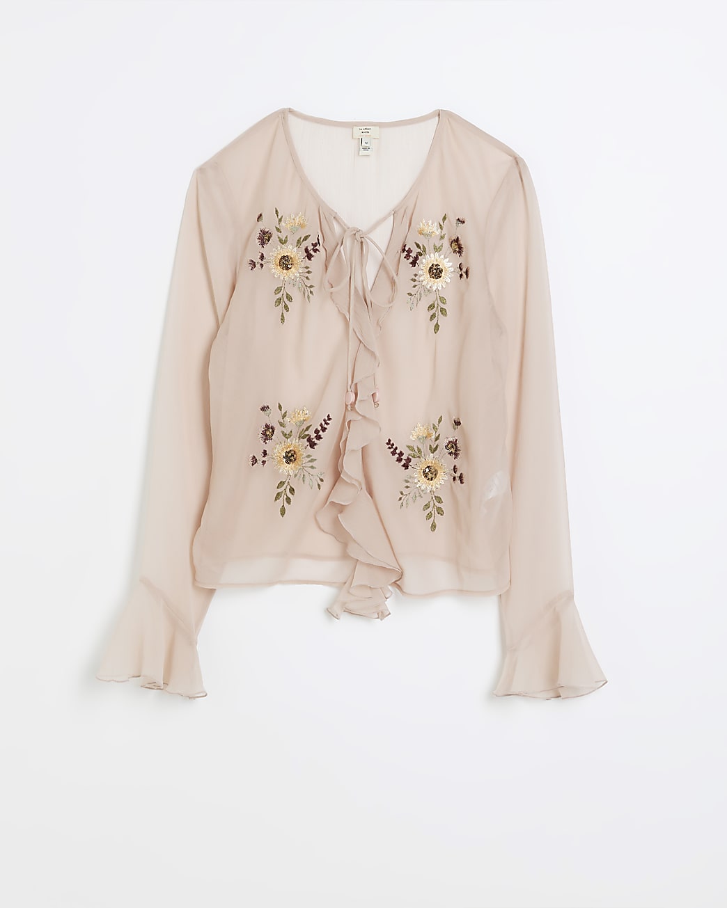 Pink embroidered floral blouse