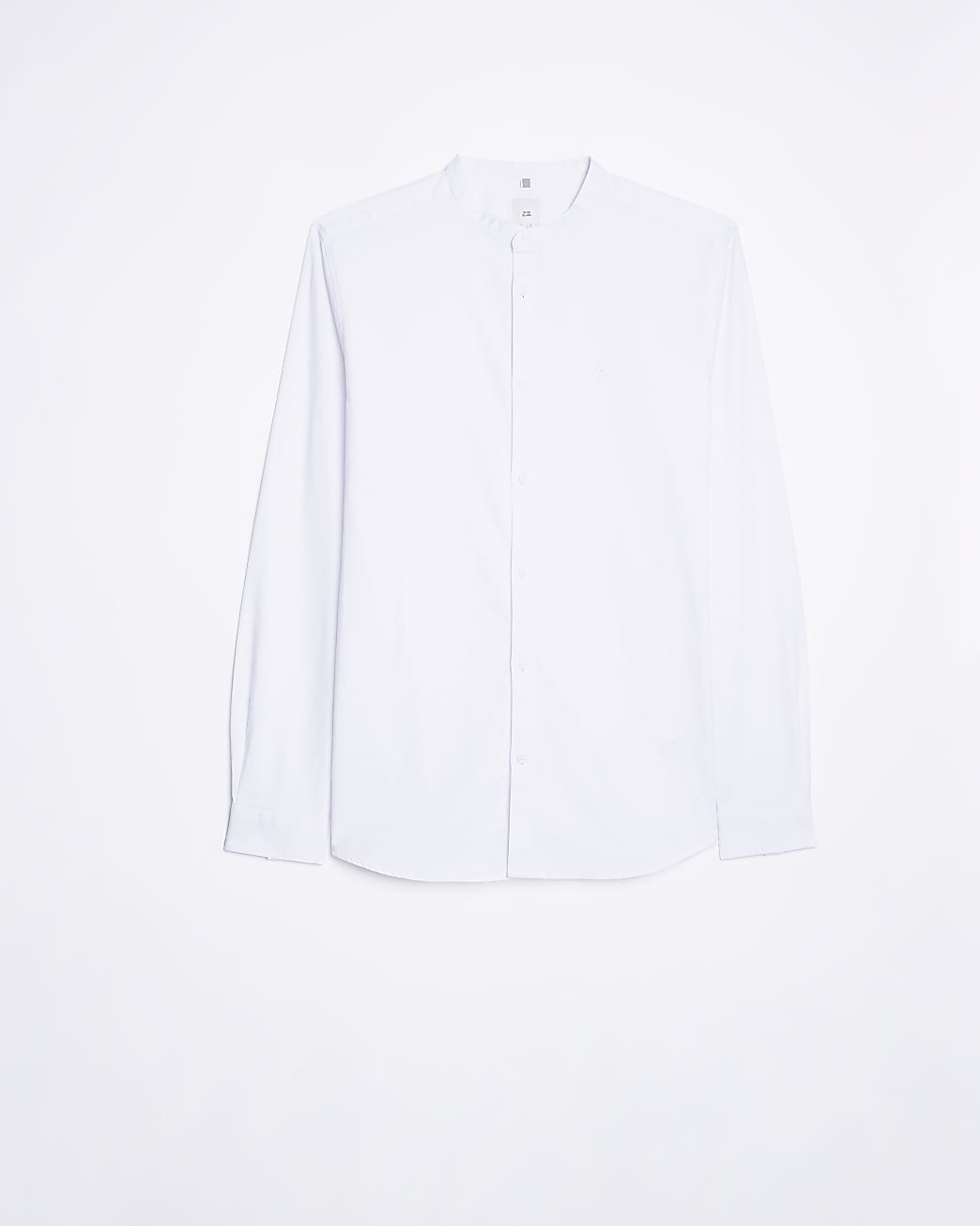 White slim fit grandad neck oxford shirt