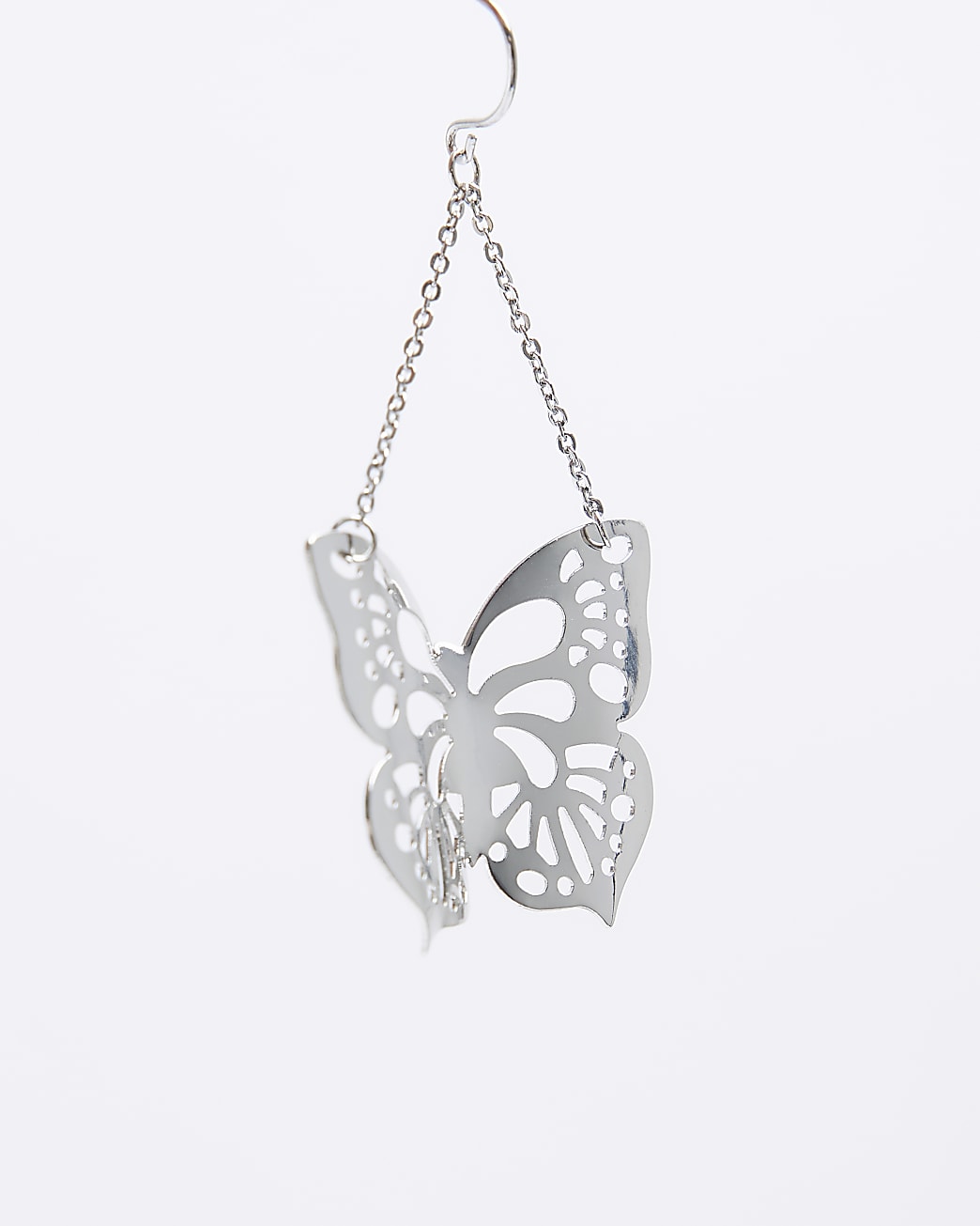 Silver butterfly drop earrings