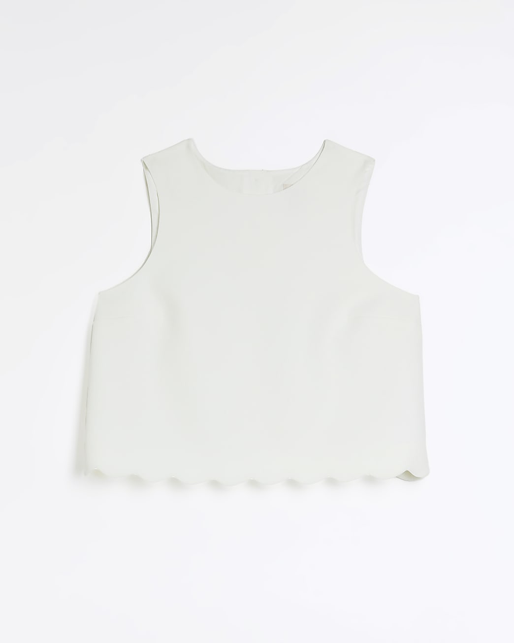 White scallop hem sleeveless top