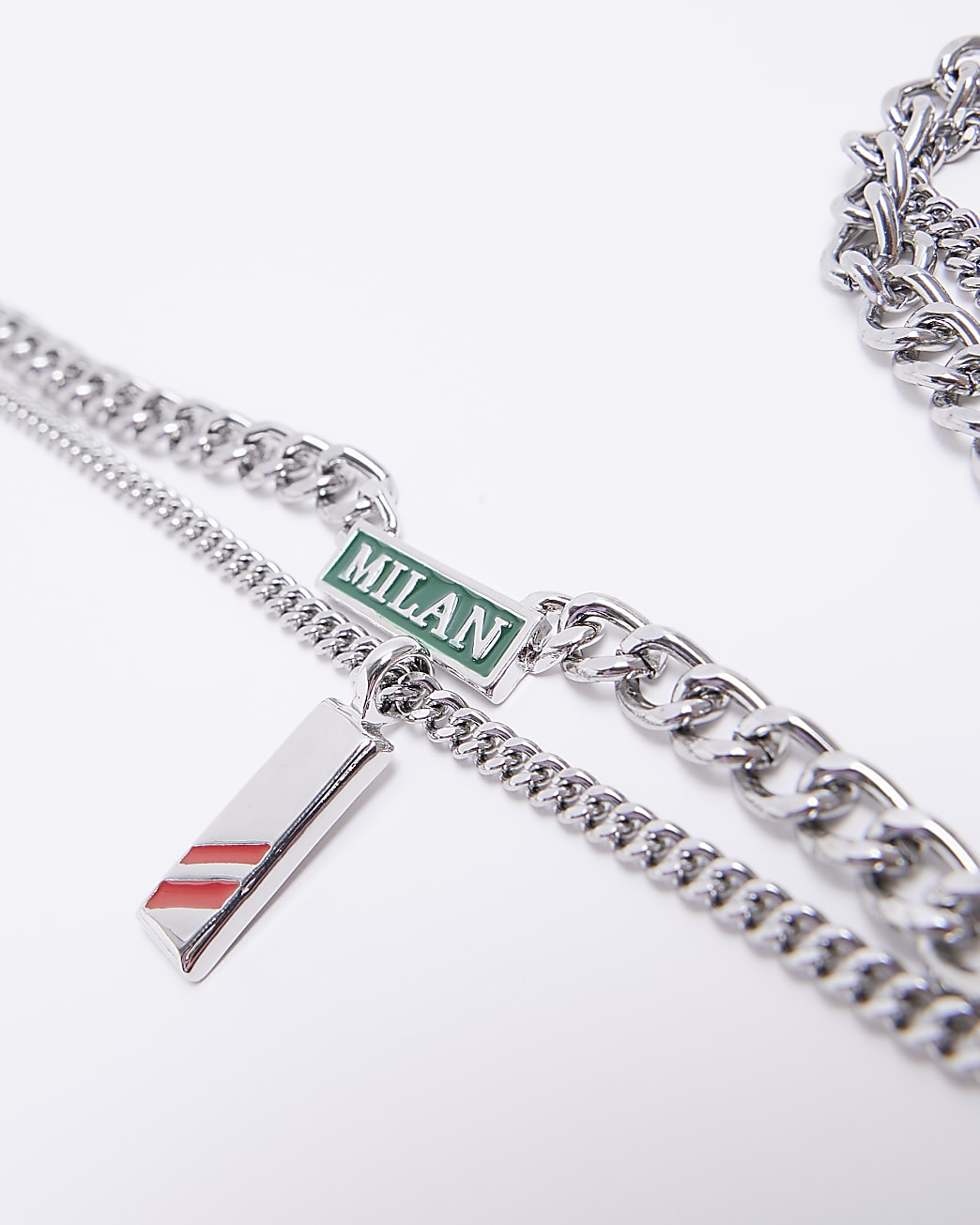 Silver colour Milan multirow necklace