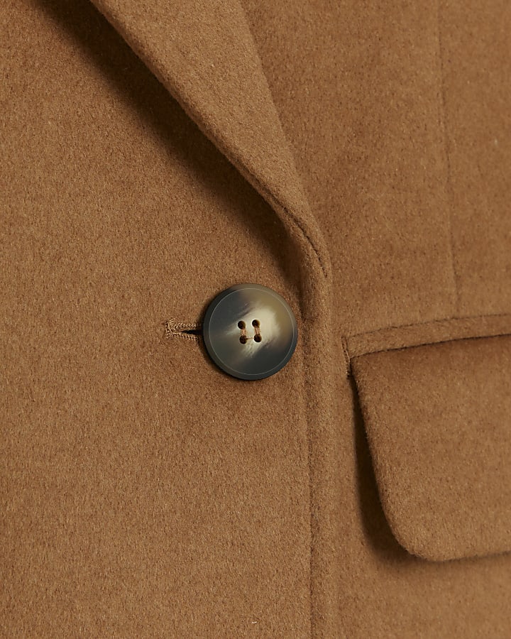 Brown wool blend blazer coat