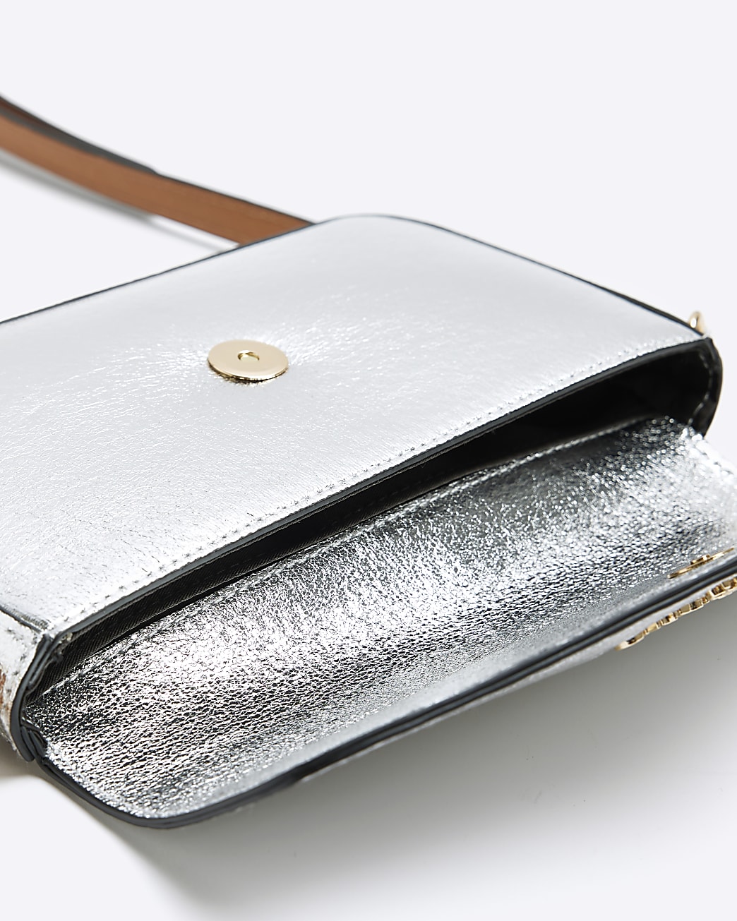 Silver metallic cross body bag