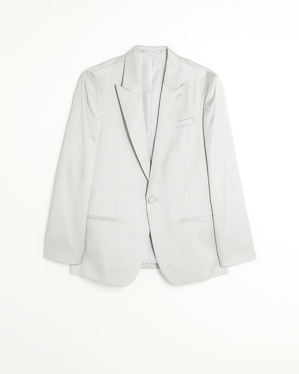 Silver regular fit metallic tuxedo blazer