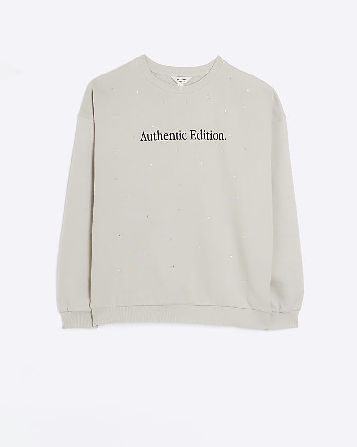 Cream embellished sweatshirt