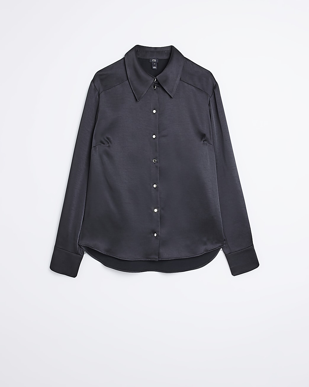 Black satin long sleeve shirt