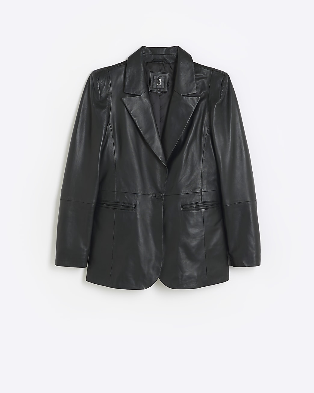 Black RI Studio premium leather fitted blazer
