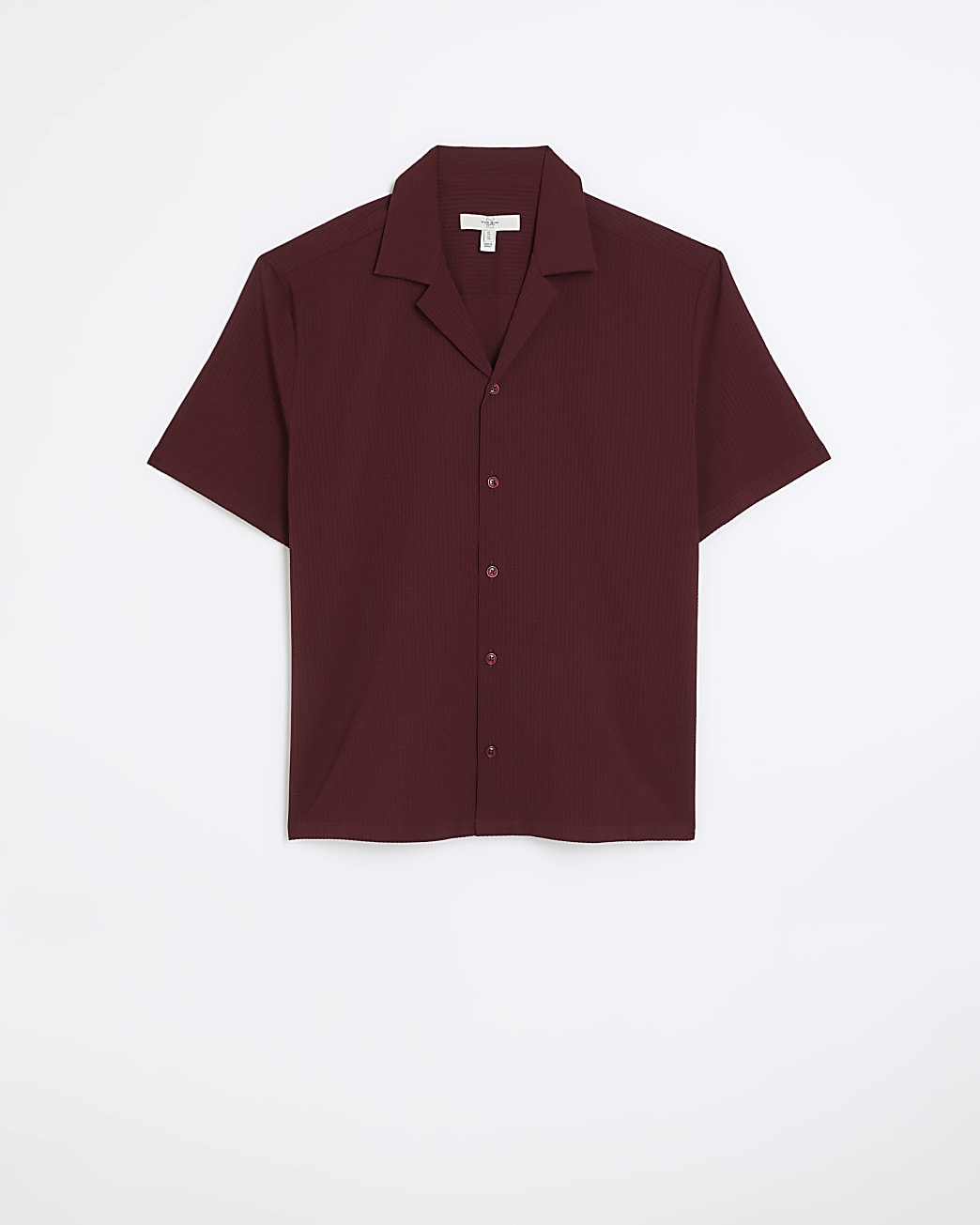 Red regular fit seersucker shirt