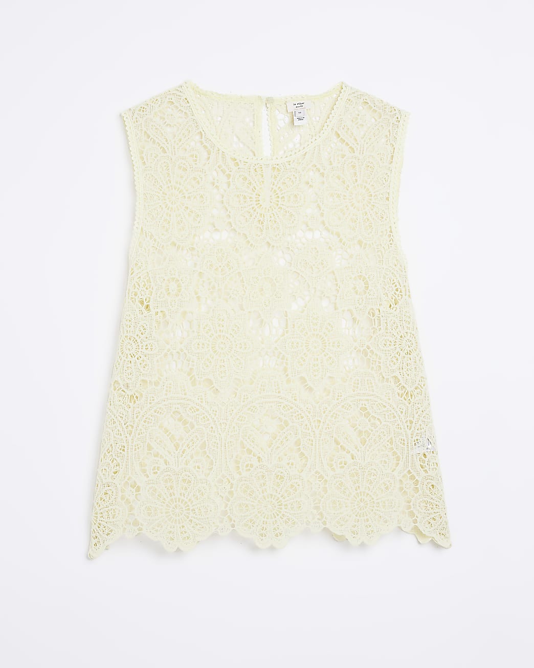 Yellow lace sleeveless top