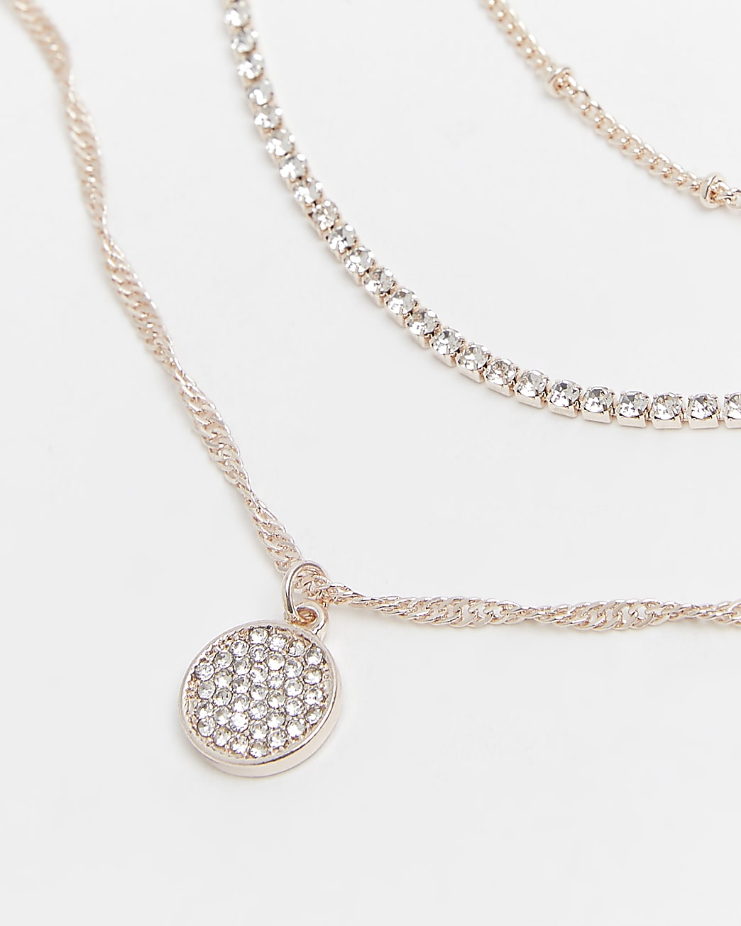 Gold diamante multirow necklace