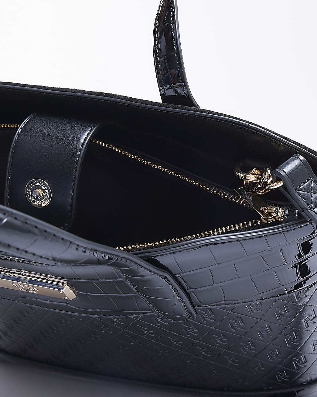 Black large embossed tote bag