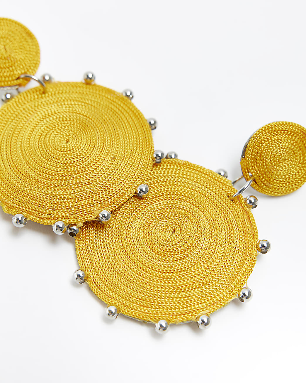 Orange woven circle drop earrings