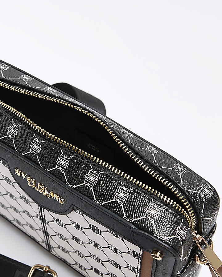 Black RI monogram boxy cross body bag