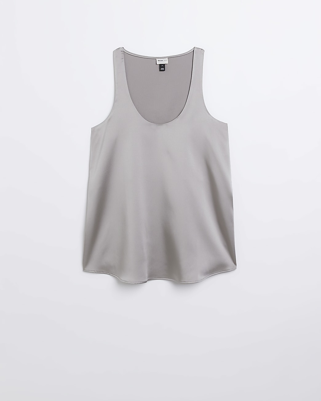 Silver satin scoop neckline tank top