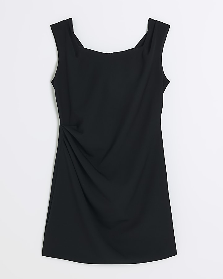 Black ruched bodycon mini dress