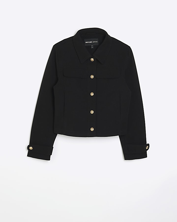 Black buttoned up crop jacket